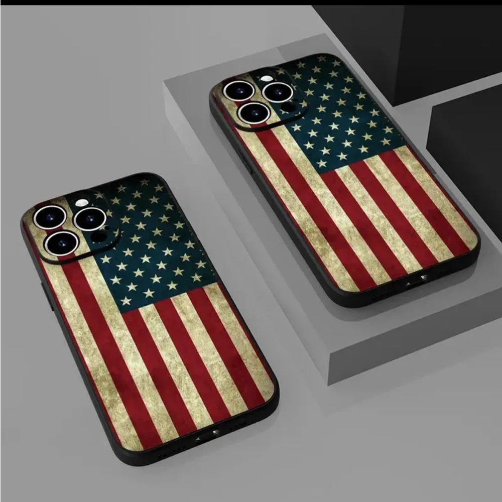 iPhone Phone Case American Flag Black TPU Shockproof Case